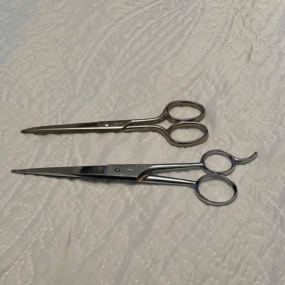 Lot of 2 Vintage Scissors or Shears for Tailoring Sewing Crafts Hairdressing